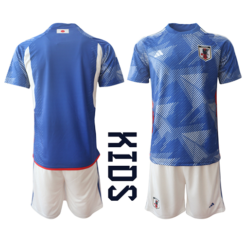 Maillot de foot Japon Domicile enfant Monde 2022 Manches Courte (+ pantalon court)